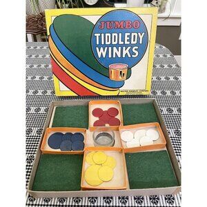 Vintage Jumbo Tiddledy Winks Game 1930s Milton Bradley Nostalgic Classic
